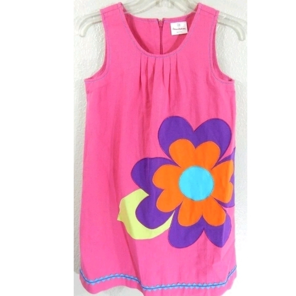 Hanna Andersson Pink Denim Floral Patch Dress
